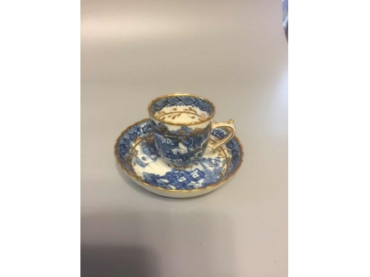 青花加金彩山水亭台楼阁图茶具(10件)