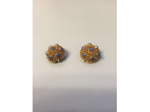 银镀金嵌青金耳环(1对)