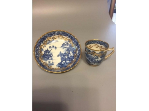 青花加金彩山水亭台楼阁图茶具(10件)