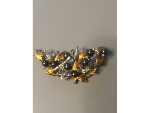 14K黄白金分色日本黑珍珠，小澳卅宝石占石30粒 0.31ct