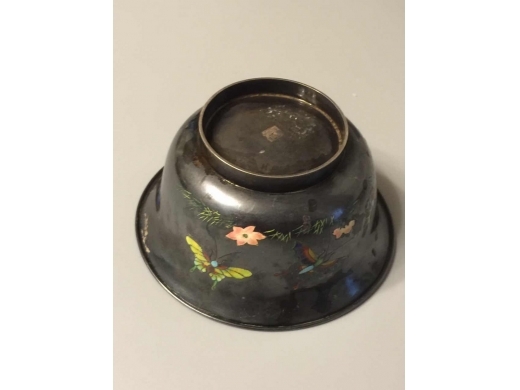 银珐琅蝴蝶花卉杯