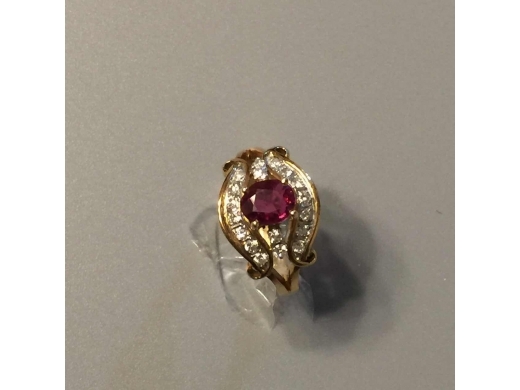 14k金镶泰国天然红宝石1.05卡.小占 0.41ct