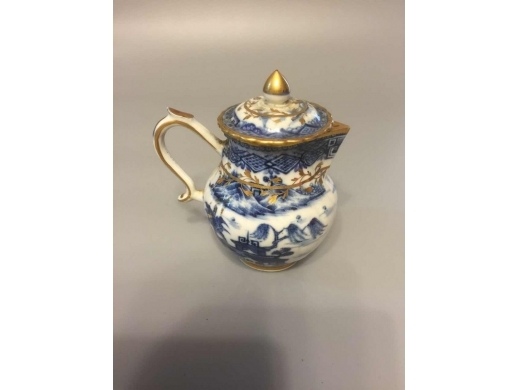 青花加金彩山水亭台楼阁图茶具(10件)