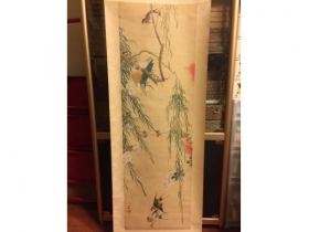 邹小山绢夲着色花鸟