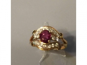 14k金镶泰国天然红宝石1.05卡.小占 0.41ct