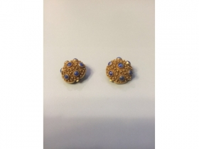 银镀金嵌青金耳环(1对)