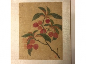 绢本着色花果