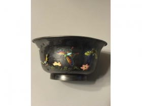 银珐琅蝴蝶花卉杯