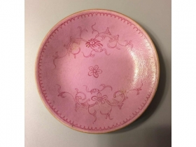 胭脂红锦地花卉盘