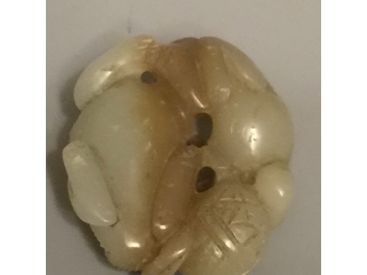 糖白玉双狮戏球把件