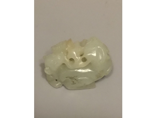 白玉琢灵芝小双羊挂件