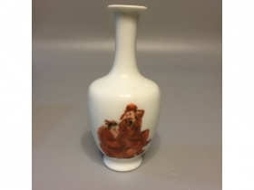 矾红教子图小瓶