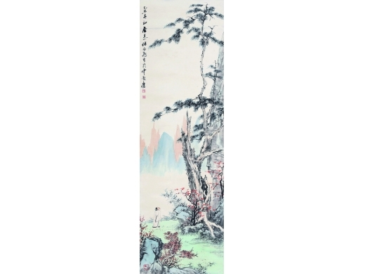 慕凌飞（1913～1997） 松下高士图 立轴 设色纸本