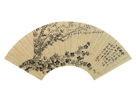 金心兰（1841～1909） 梅花扇面 镜片 水墨纸本