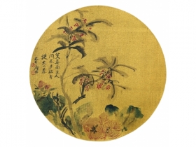 张大千（1899～1988） 芙蓉花 镜框 设色绢本