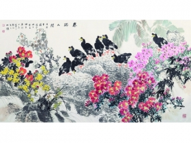 祝焘（b.1933） 春满人间 横批 设色纸本