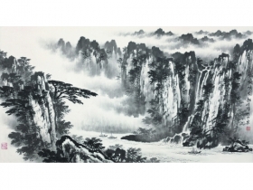 郭传璋（1912～1990） 烟峡图 镜片 水墨纸本