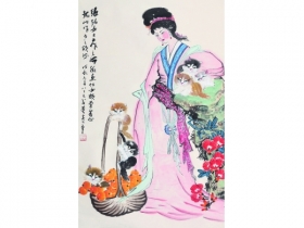 张弘（1904～1997）  董寿平画 题 仕女 立轴 设色纸本