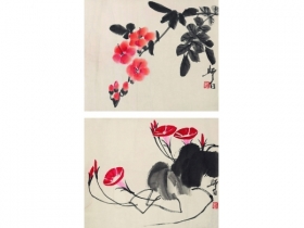 娄师白（1918～2010） 花卉 （两帧） 镜片 设色纸本