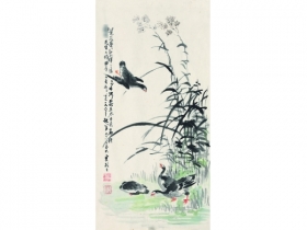 贾敬之（1885～1965） 芦苇草塘 镜心 设色纸本