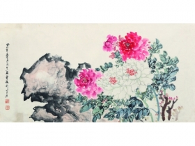 贾敬之（1885～1965） 牡丹 镜心 设色纸本