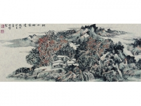 李金鹏（b.1948） 秋山树愈浓 卡纸 设色纸本