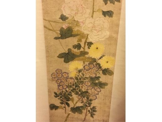  清絹本設色花卉立軸