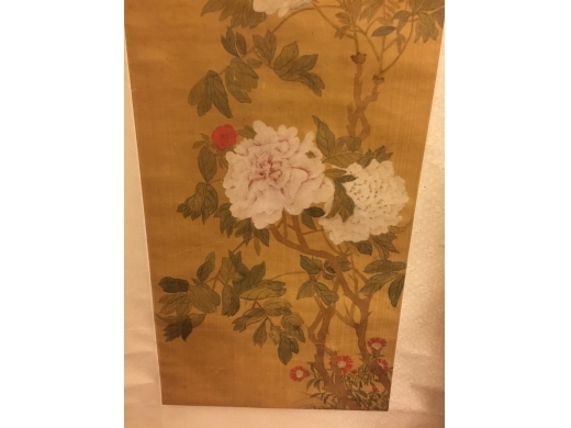 絹本設色牡丹花卉立軸 作者：月如