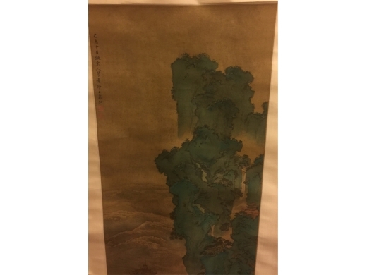 絹本設色青綠山水樓閣立軸  作者：袁江