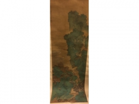 絹本設色青綠山水樓閣立軸  作者：袁江