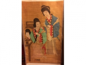 絹本設色仕女中堂