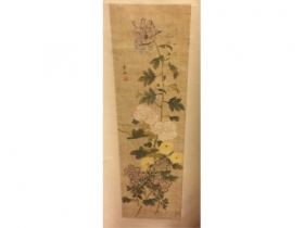  清絹本設色花卉立軸