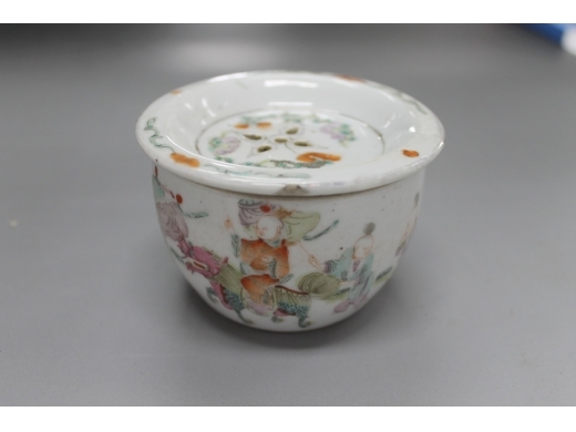 粉彩麒麟送子粉缸
