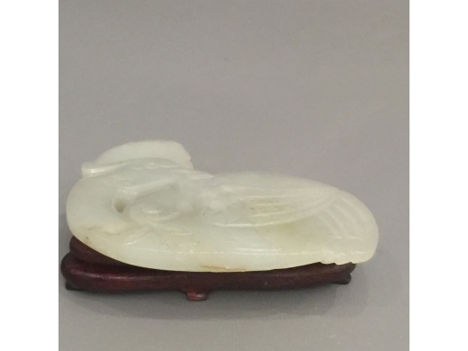 白玉琢鵝蓮大掛珮