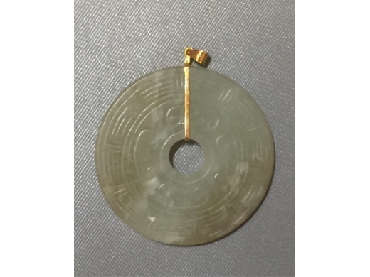 青白玉琢八卦紋园貢壁掛珮