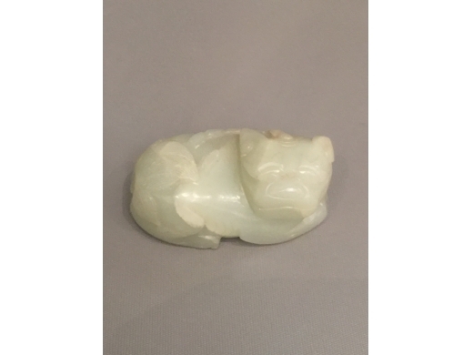 白玉琢大臥狩把件