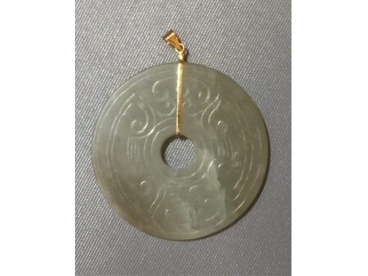 青白玉琢八卦紋园貢壁掛珮