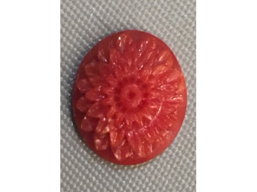 原品深紅珊瑚彫花 戒指面，吊咀料二件