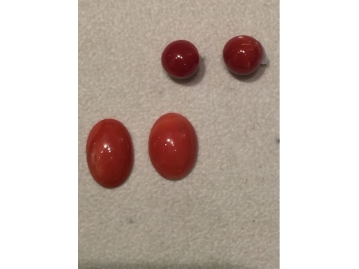 全品紅珊瑚旦面，园珠，耳釘料二對