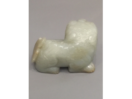 白玉琢臥狩大把玩擺件