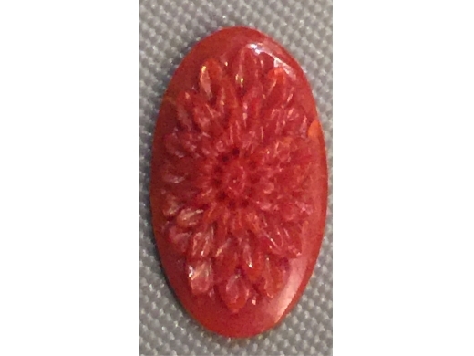 原品深紅珊瑚彫花 戒指面，吊咀料二件