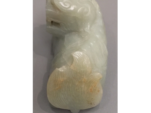 白玉琢臥狩大把玩擺件