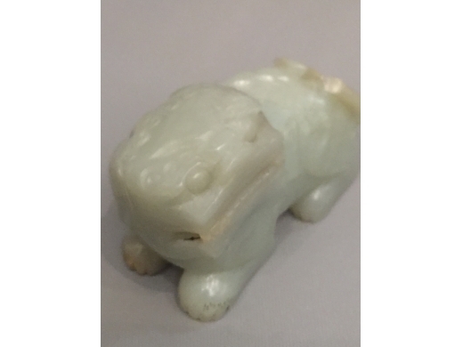 白玉琢臥狩大把玩擺件