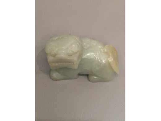 白玉琢臥狩大把玩擺件