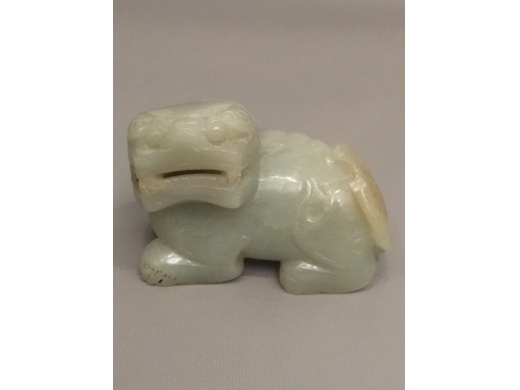 白玉琢臥狩大把玩擺件