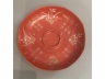珊瑚紅留白兰花詩文杯托