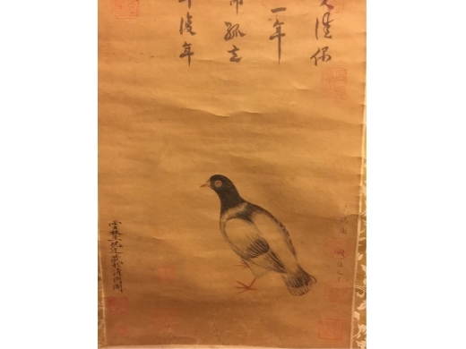 絹本義鴿圖方片立軸 顧愷之