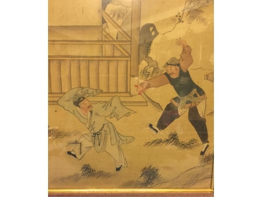 絹本人物画，代鏡框 （画心）