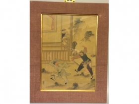 絹本人物画，代鏡框 （画心）