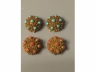 北京工銀花絲嵌松石，珊瑚，鍍金耳釘，二對